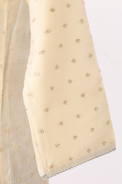 Off White Embroidered Sequin Straight Kurta