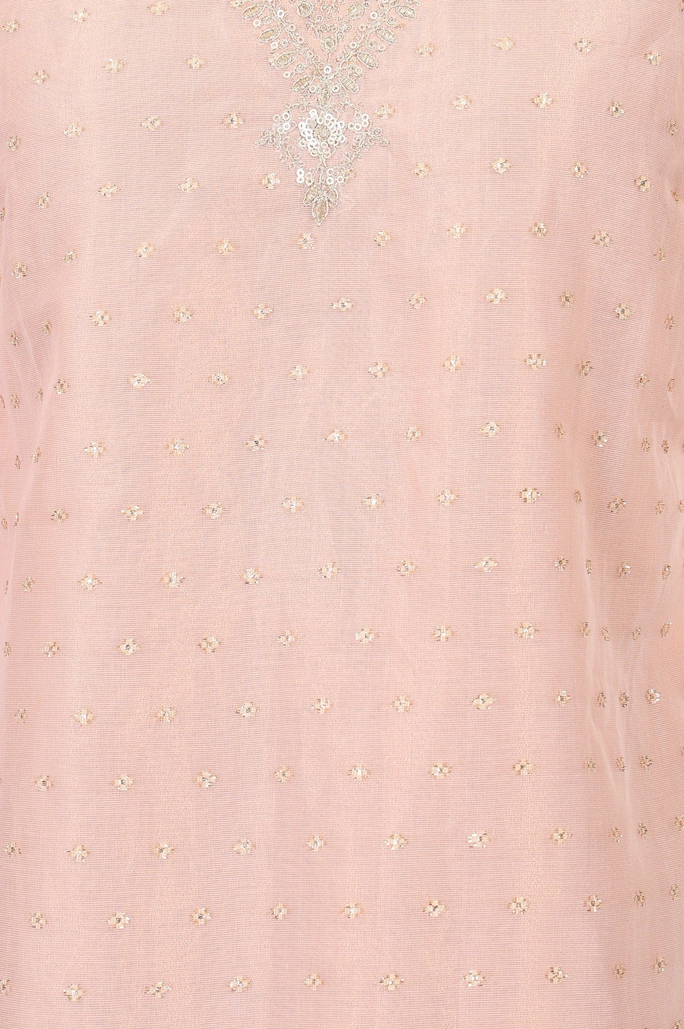 Peach Yarn Dyed Zari Sequins Straight Kurta