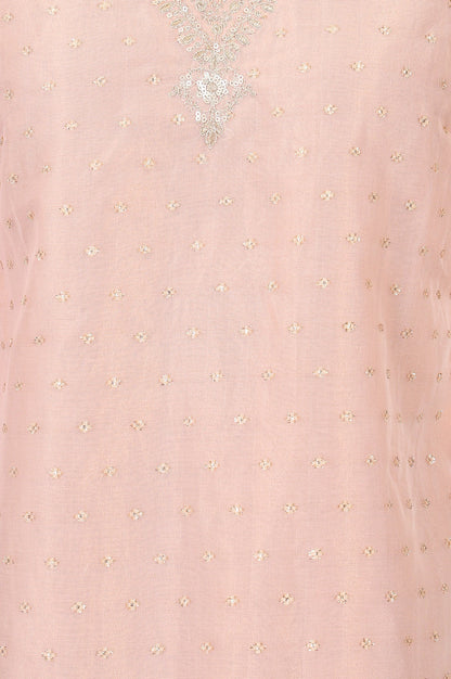 Peach Yarn Dyed Zari Sequins Straight Kurta