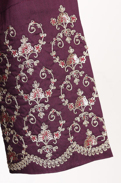 Purple Embroidered Straight Kurta