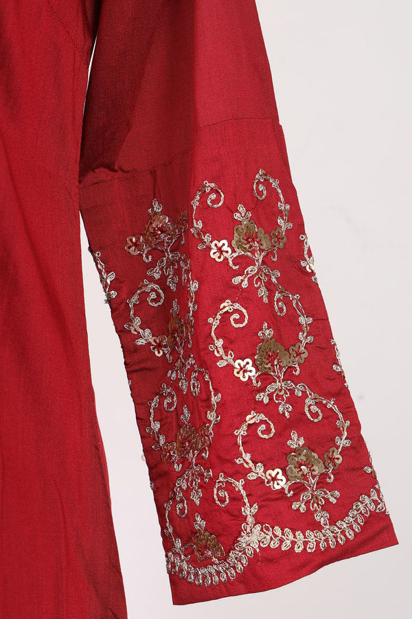 Maroon Embroidered Sequin Straight Kurta