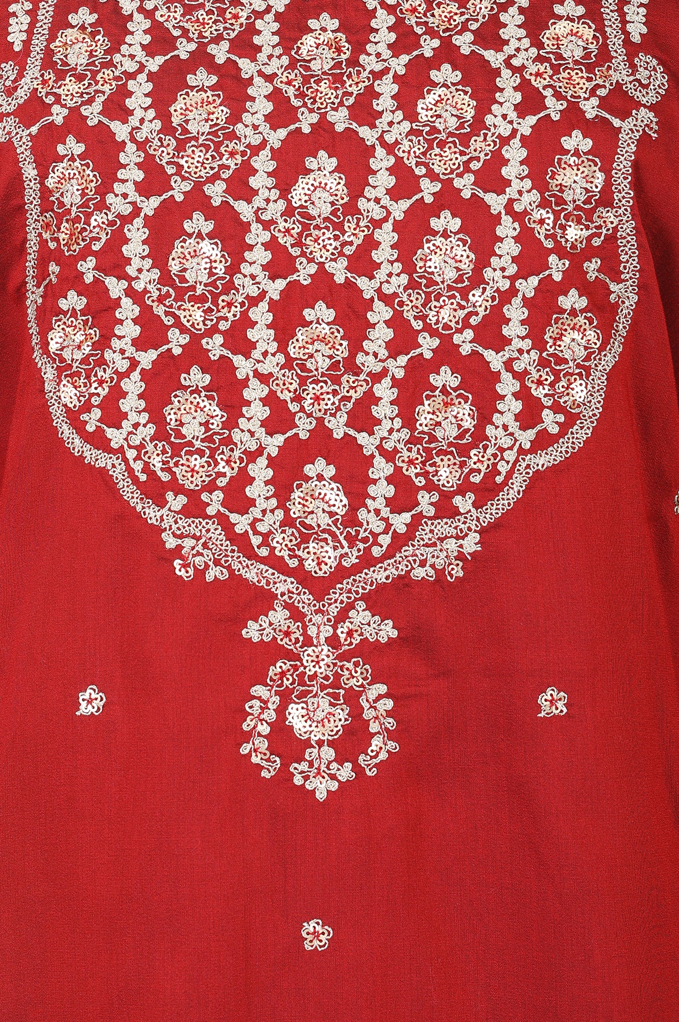 Maroon Embroidered Straight Kurta