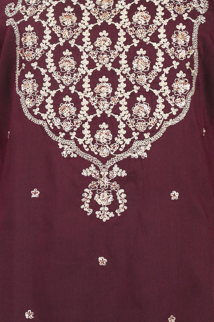 Burgundy Embroidered Straight Kurta