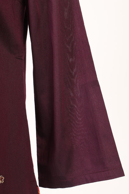 Burgundy Embroidered Straight Kurta