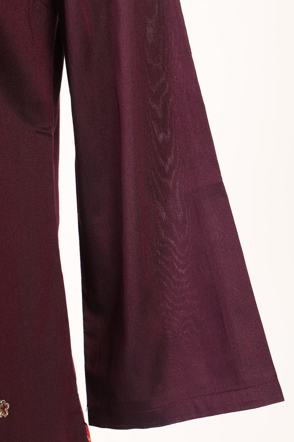 Burgundy Embroidered Straight Kurta