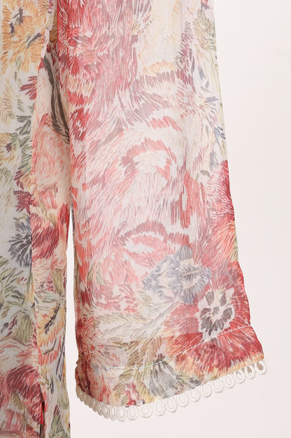 Multicolor Floral Printed Chiffon Straight Kurta
