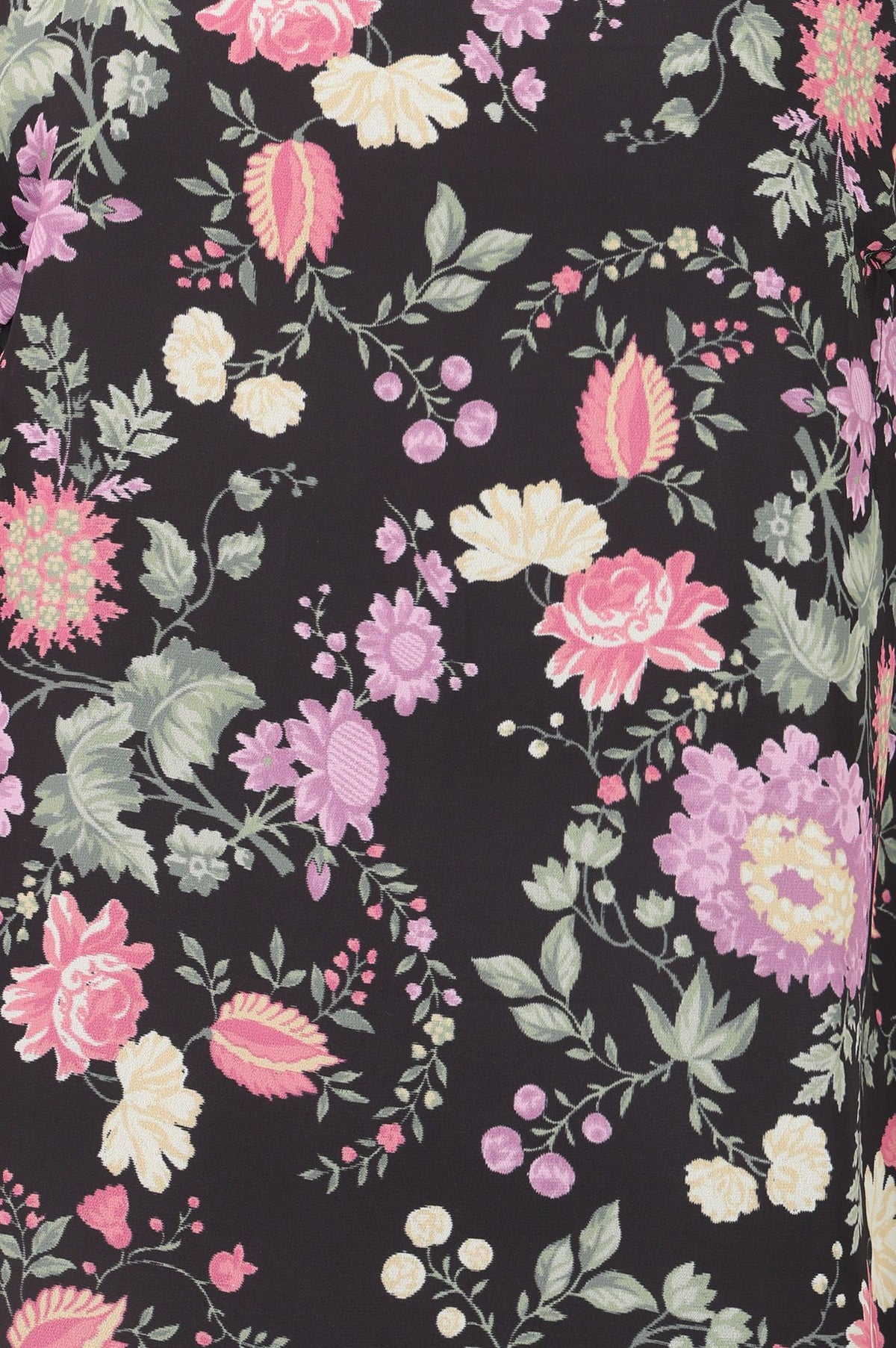 Black Floral Printed Georgette Straight Kurta