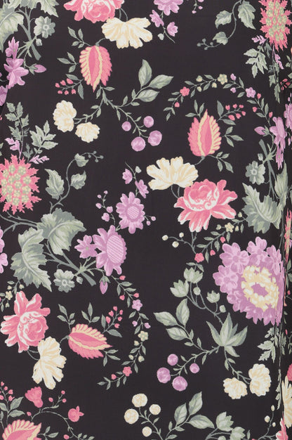 Black Floral Printed Georgette Straight Kurta