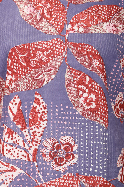 Lavender Floral Printed Pure Cotton Straight Kurta