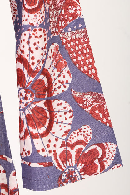 Lavender Floral Printed Pure Cotton Straight Kurta