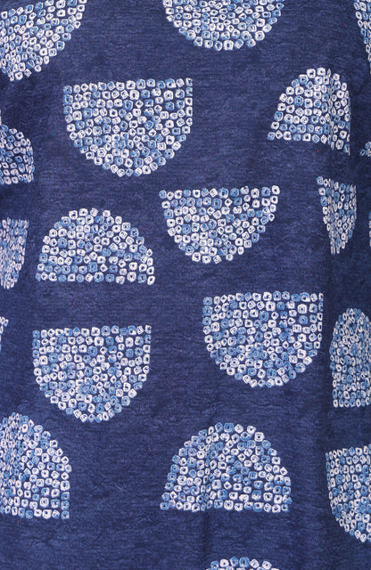 Navy Blue Geometric Printed Pure Cotton Straight Kurta