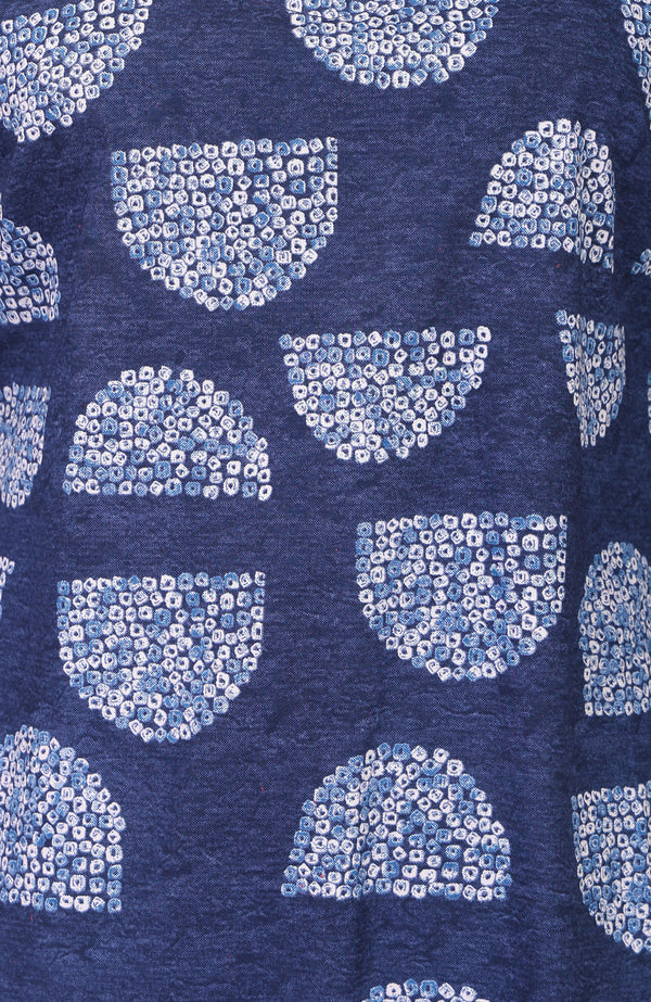 Navy Blue Geometric Printed Pure Cotton Straight Kurta