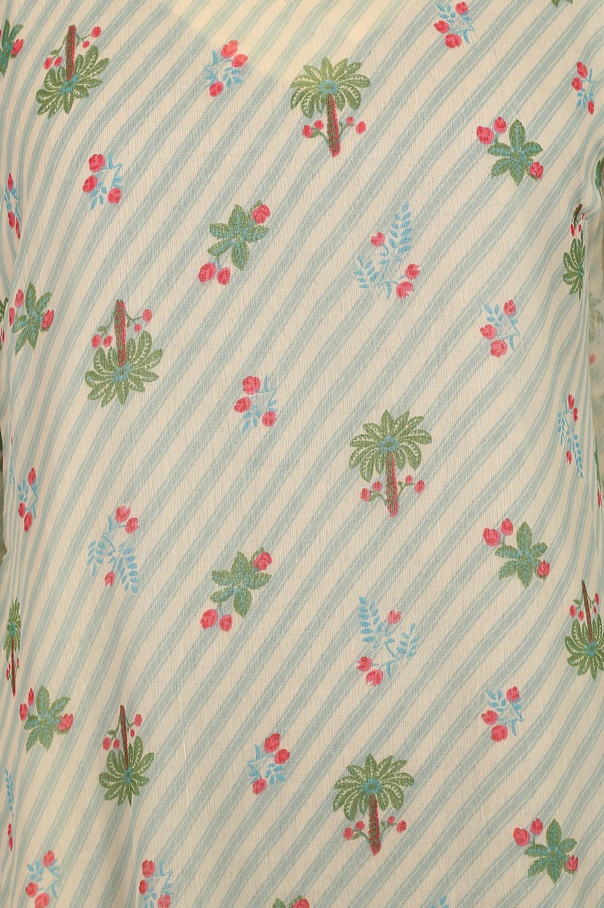 Off White Floral Printed Silver Chiffon Straight Kurta