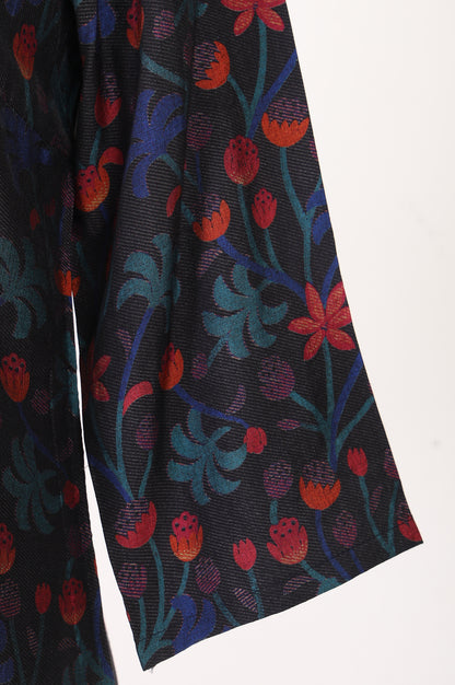 Black Floral Printed Straight Kurta