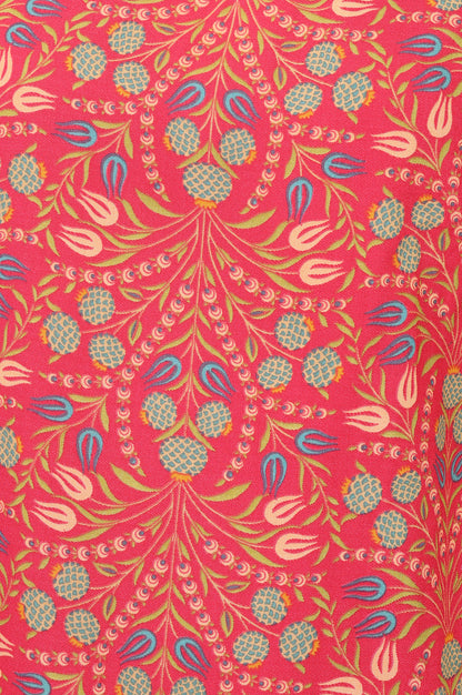 Red Floral Printed Rayon Straight Kurta