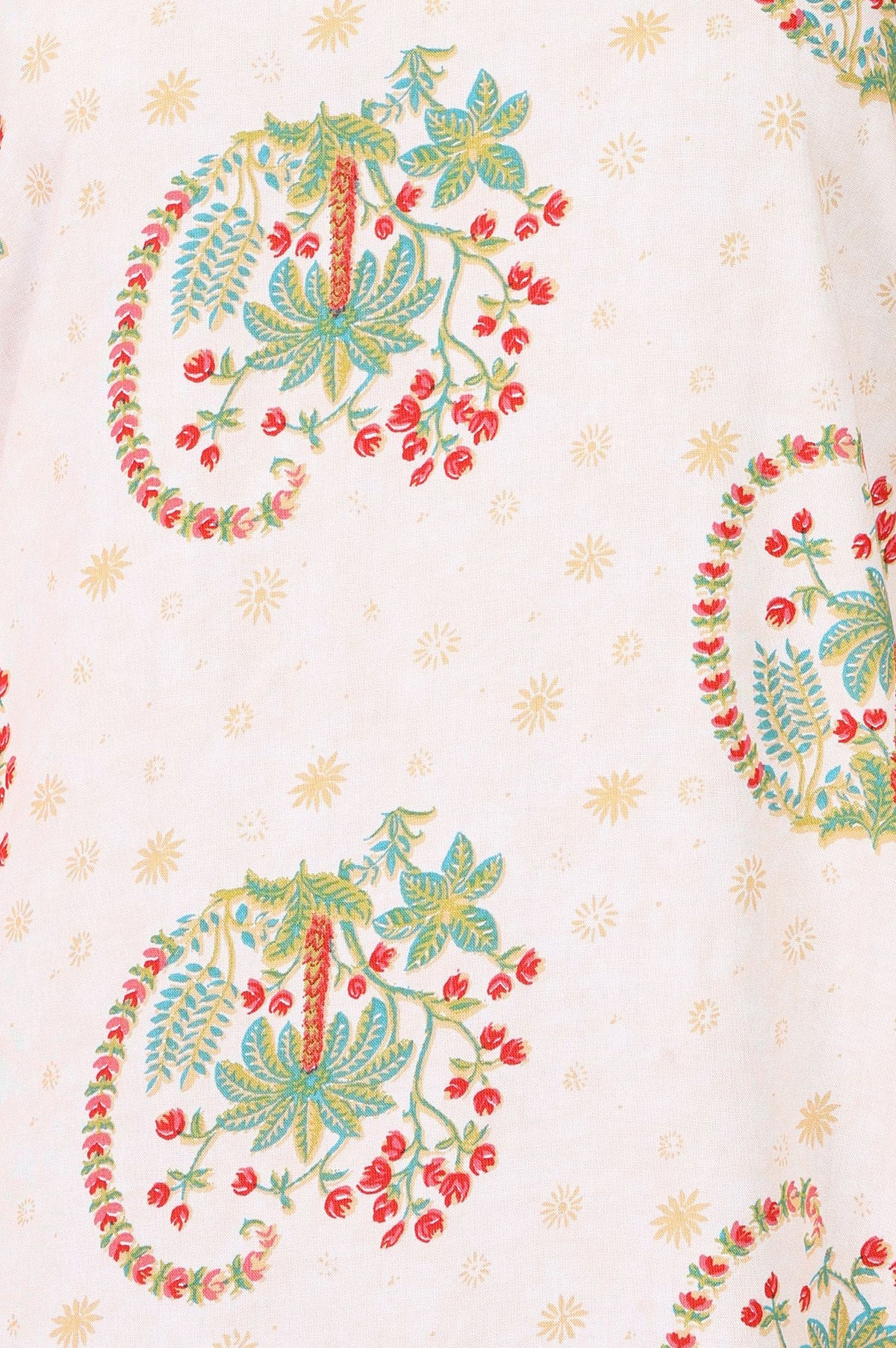 Off White Floral Printed Rayon Straight Kurta with Lace