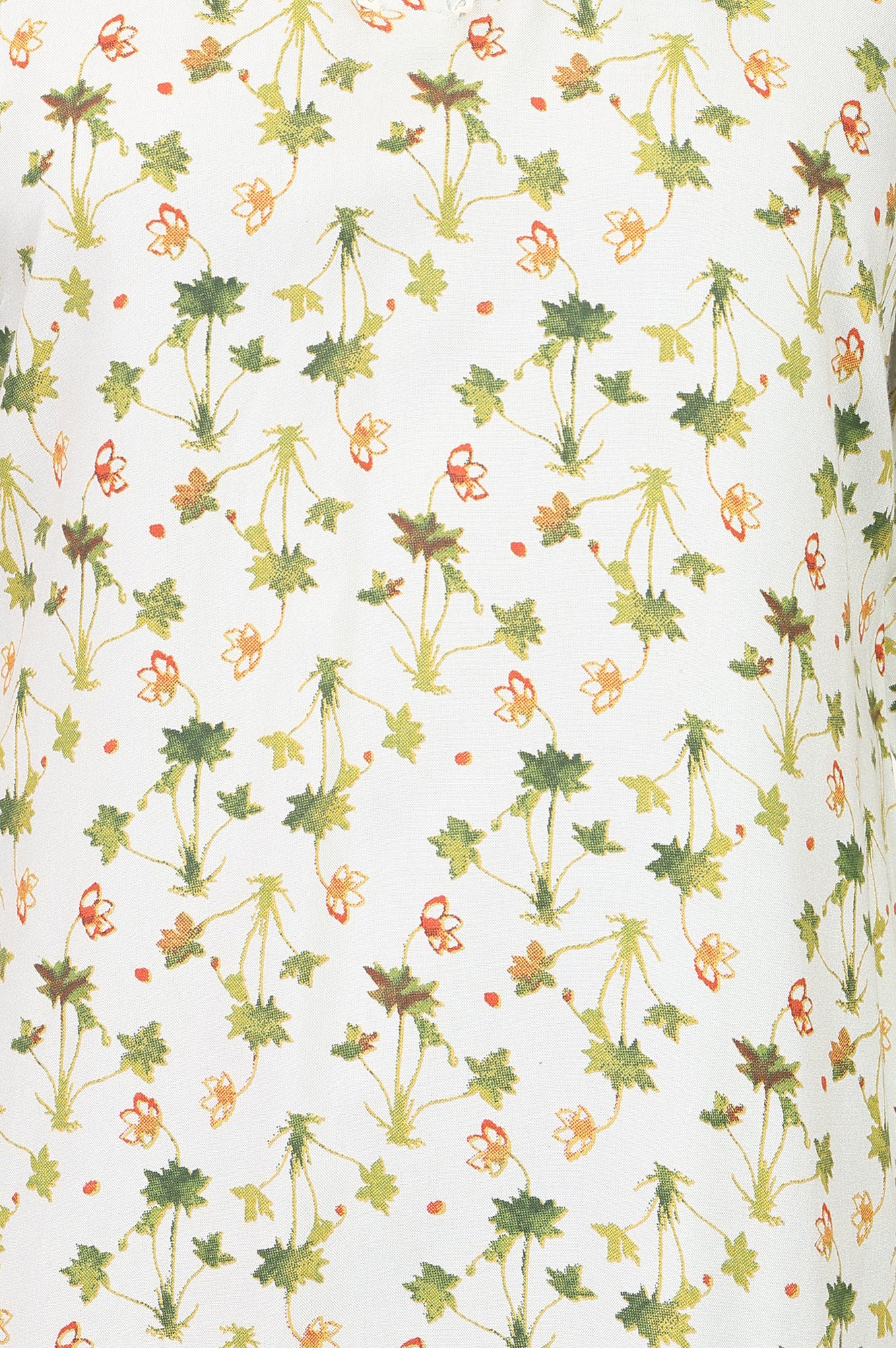 Off White Floral Printed Rayon Straight Kurta