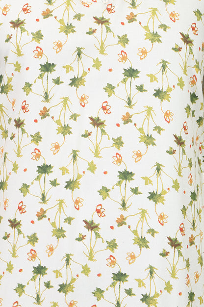 Off White Floral Printed Rayon Straight Kurta