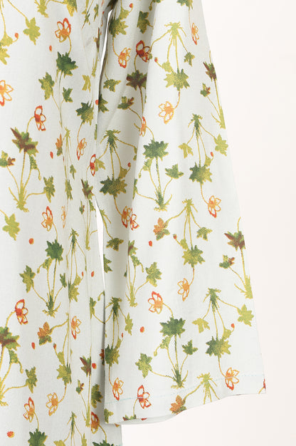 Off White Floral Printed Rayon Straight Kurta