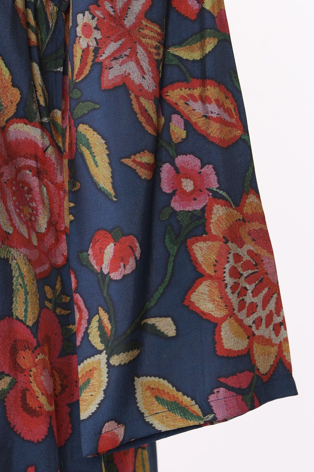Navy Blue Floral Printed Crepe Straight Kurta