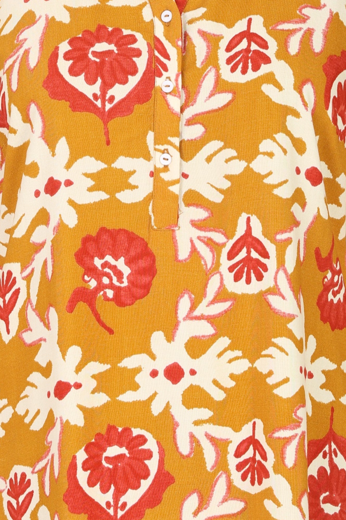 Mustard Floral Printed Straight Kurta