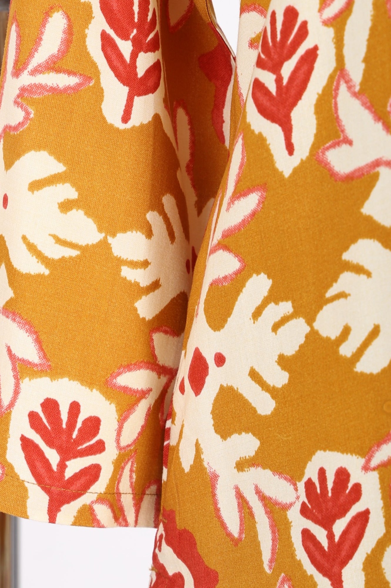 Mustard Floral Printed Straight Kurta