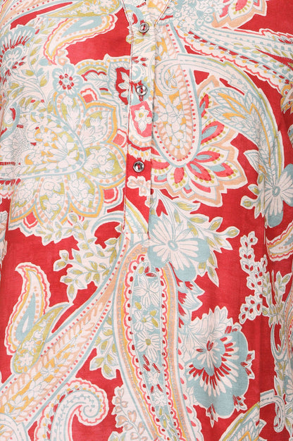 Red Paisley Straight Kurta