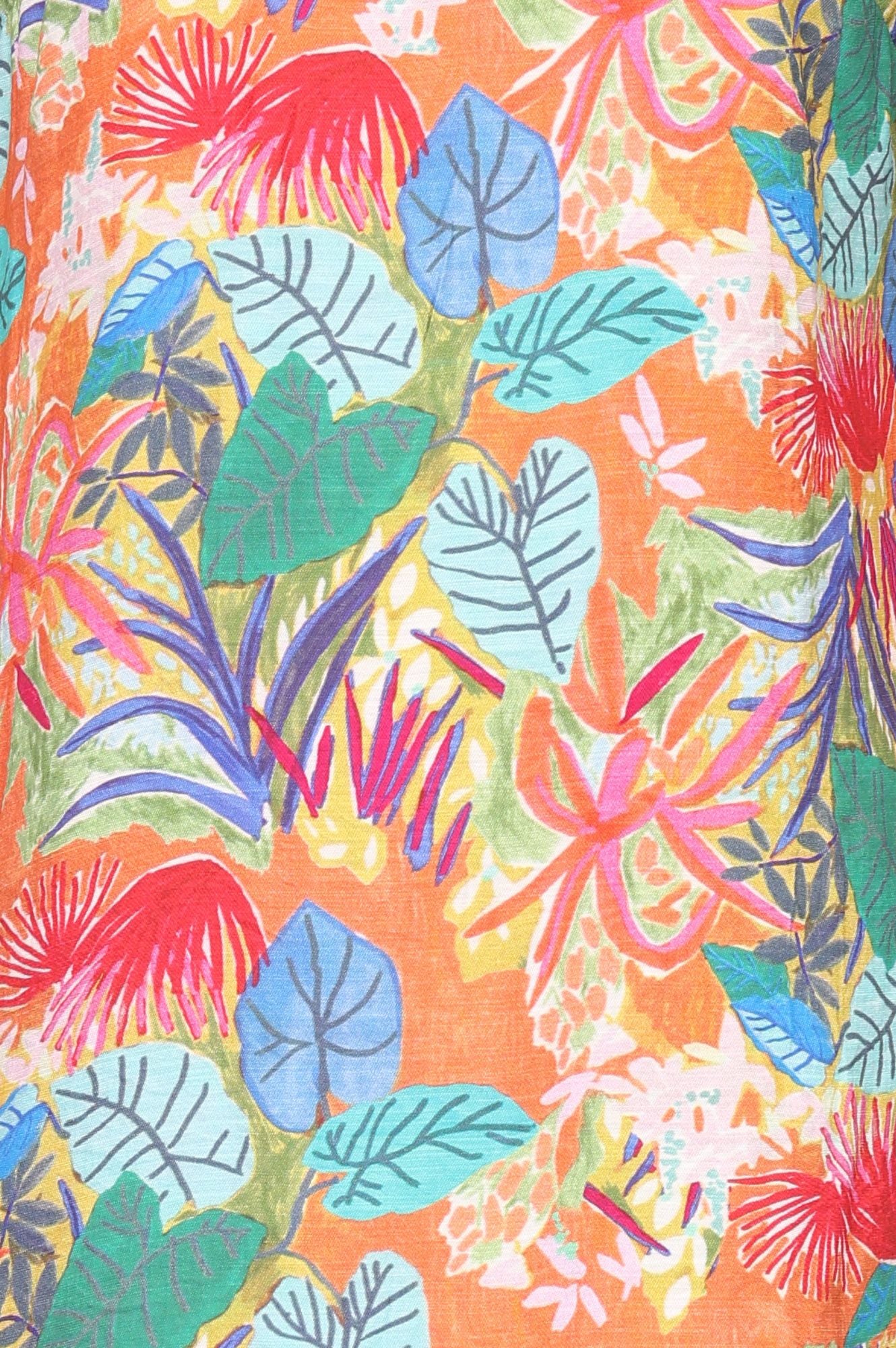 Orange Floral Printed Straight Kurta