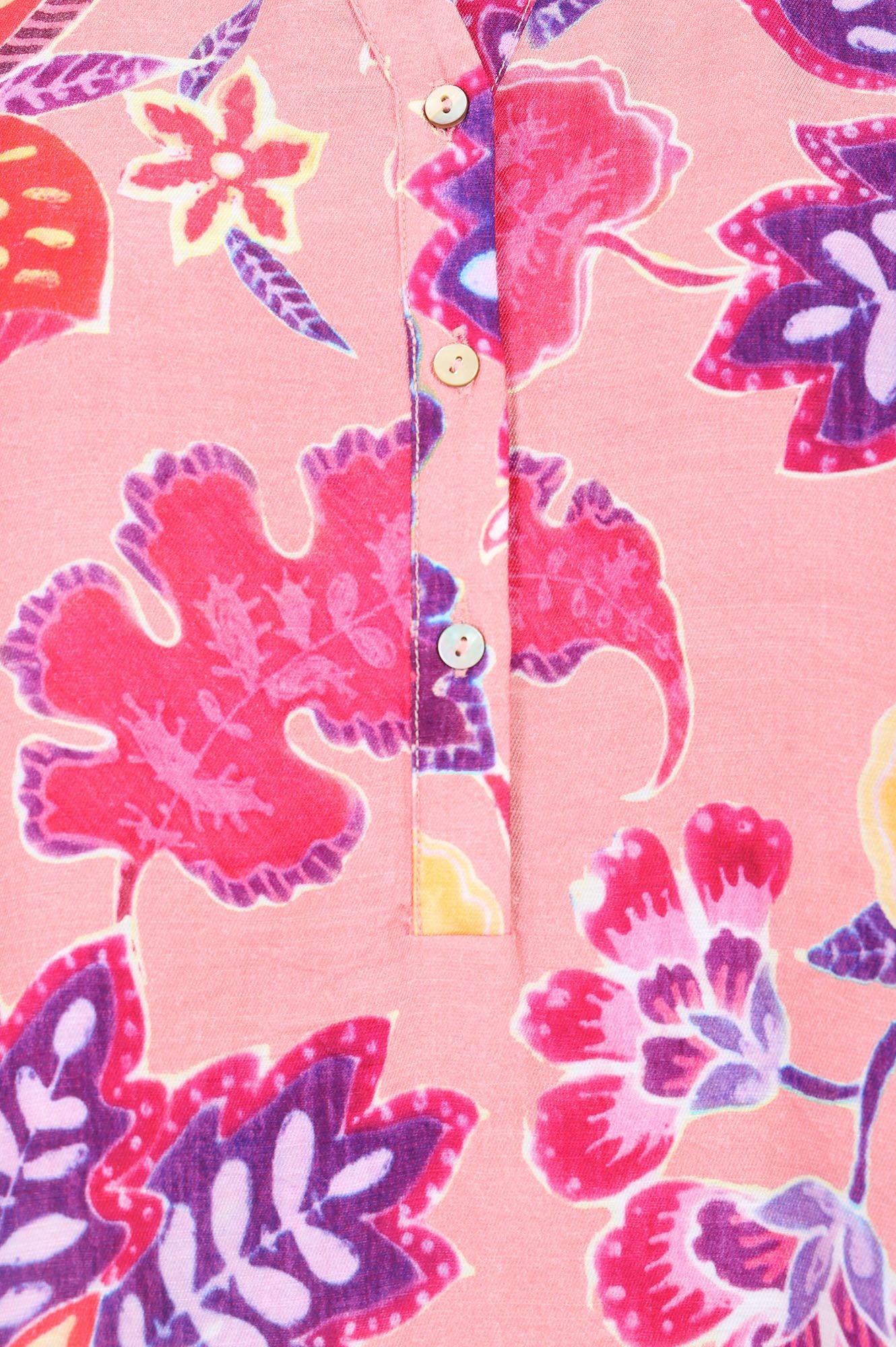 Pink Floral Printed Straight Kurta