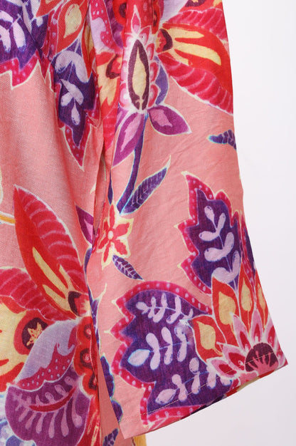 Pink Floral Printed Straight Kurta