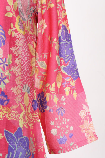 Pink Floral Printed Straight Kurta