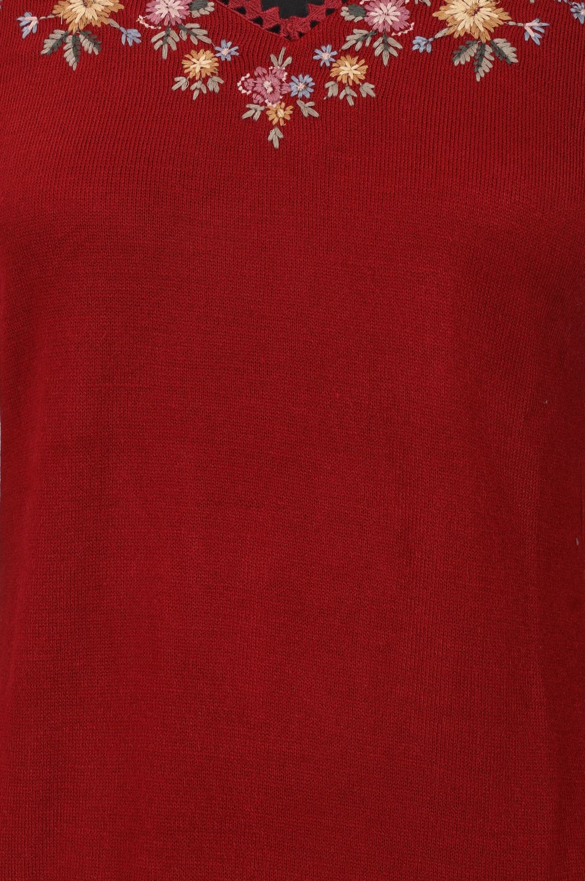 Maroon Embroidered Acrylic Straight Winter Kurta