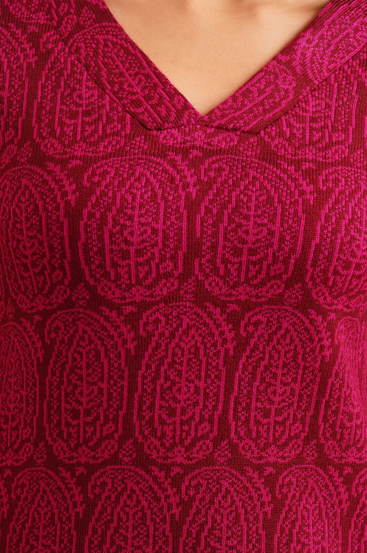 Magenta Yarn Dyed Acrylic Jacquard Straight Winter Kurta