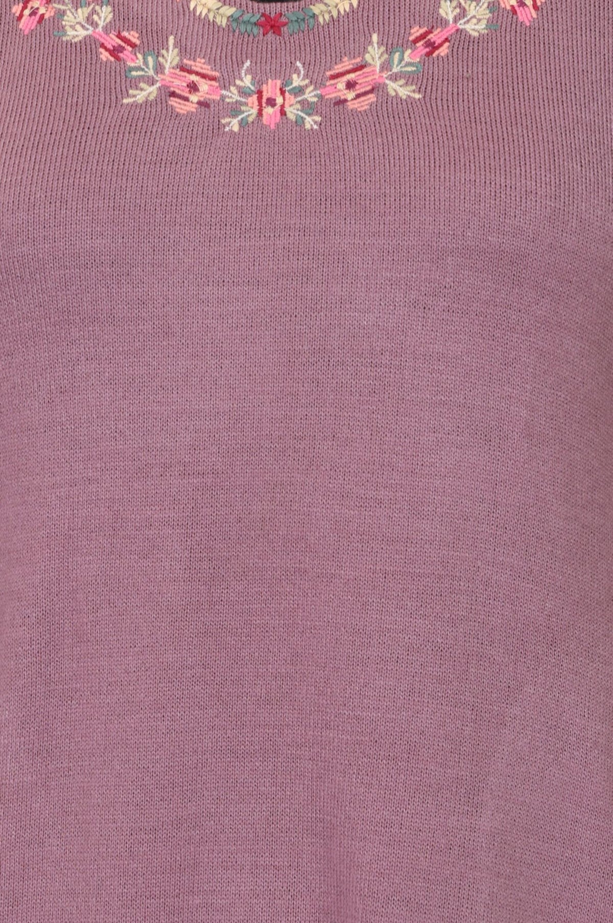 Mauve Embroidered Acrylic Straight Winter Kurta