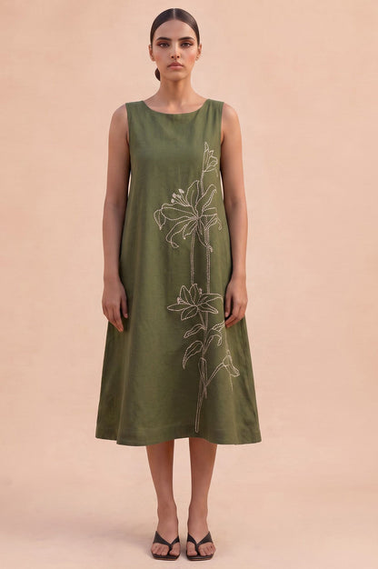 Leisure Stroll Casual Embroidered Flared Dress