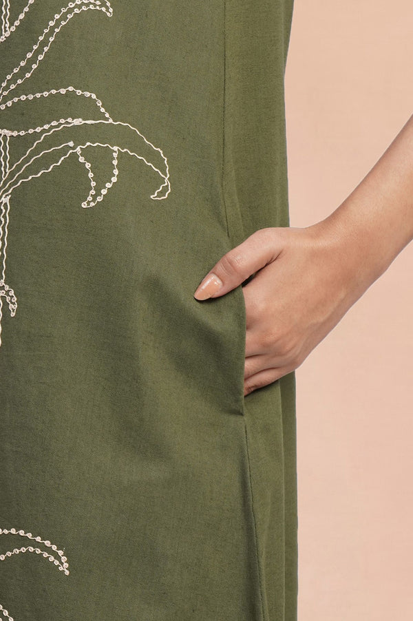 Leisure Stroll Casual Embroidered Flared Dress