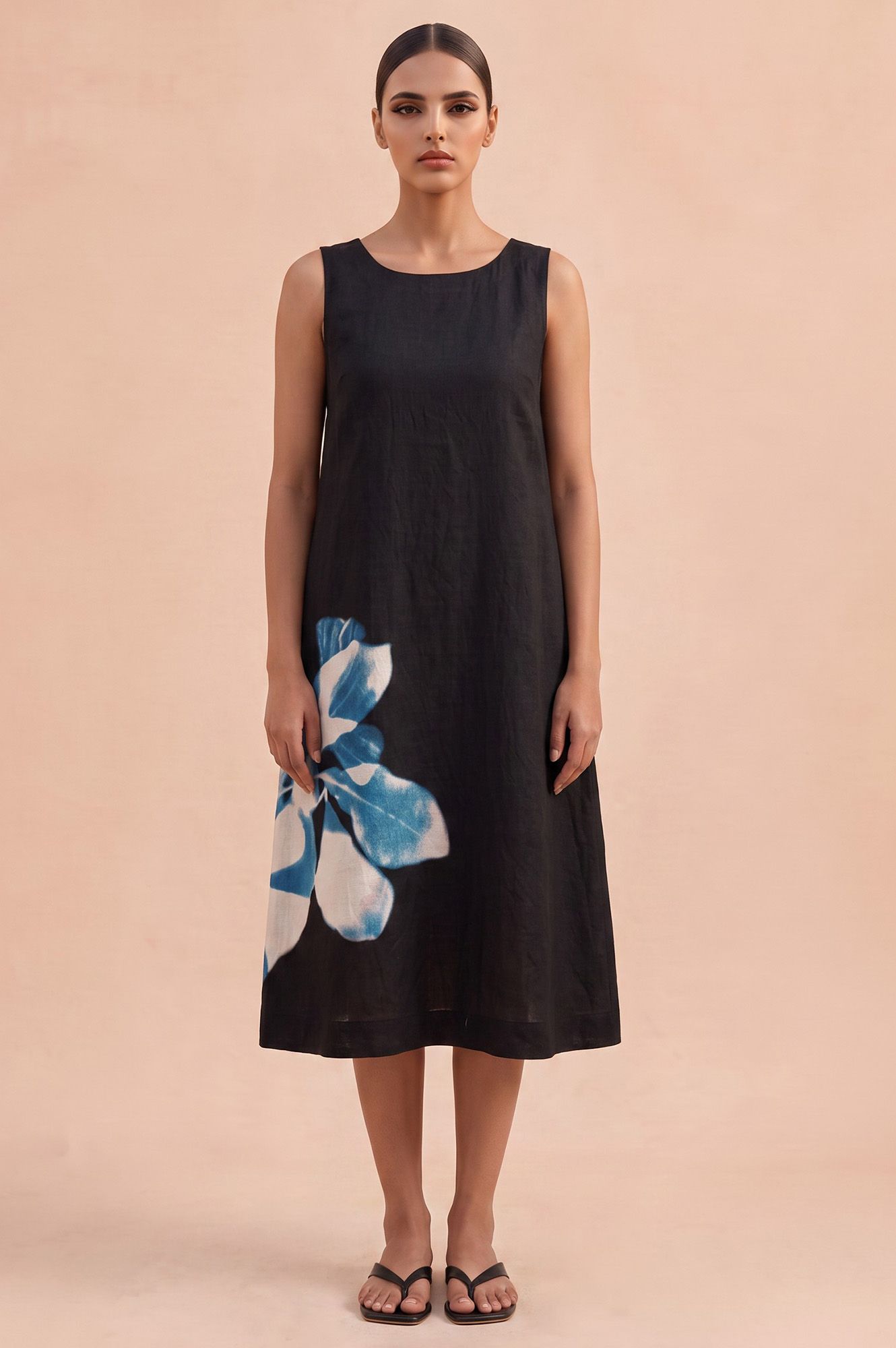 Painterly Casual Flared Dress
