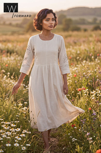 The Workday Rhythm Embroidered Flared Dress