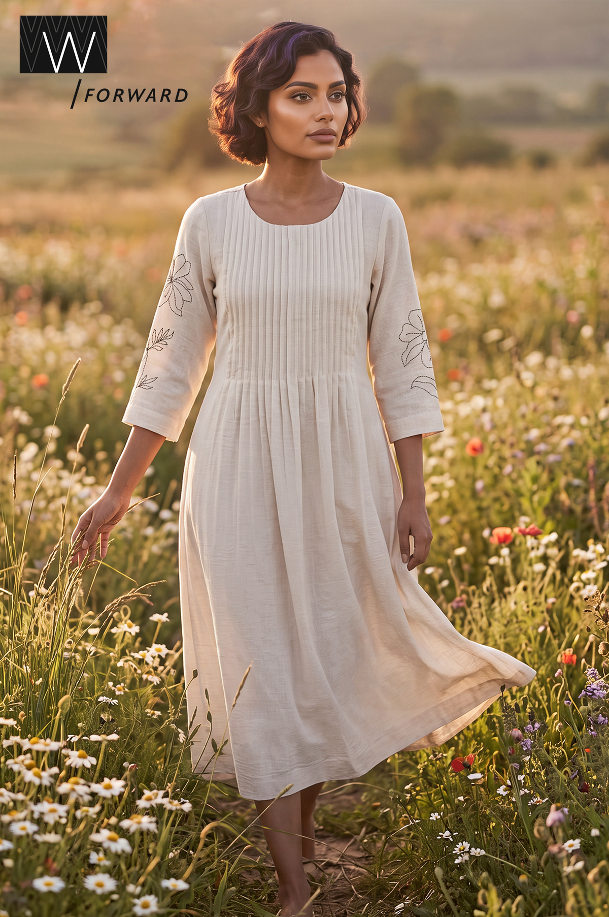 The Workday Rhythm Embroidered Flared Dress