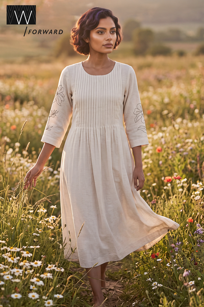 The Workday Rhythm Embroidered Flared Dress