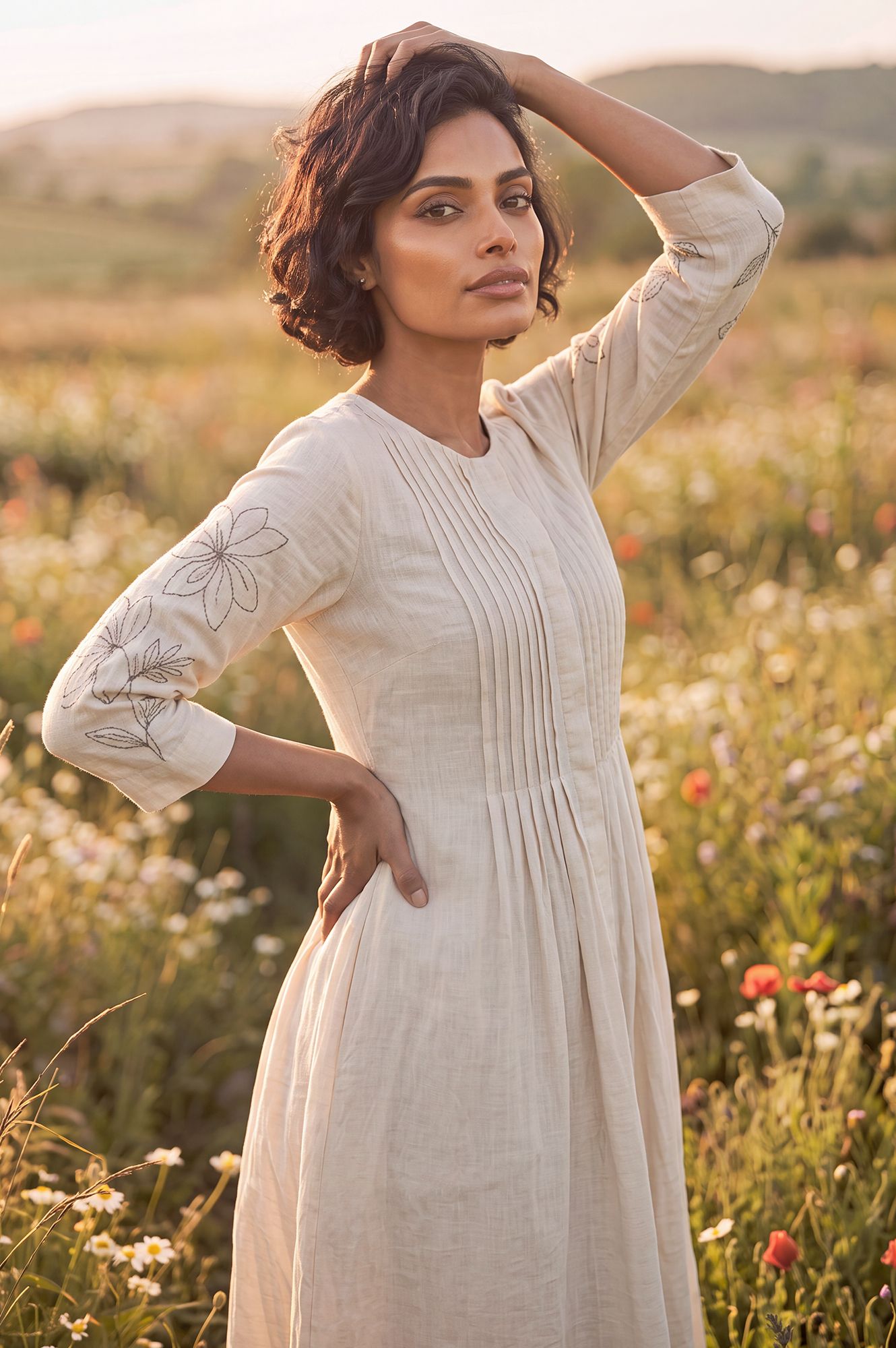 The Workday Rhythm Embroidered Flared Dress