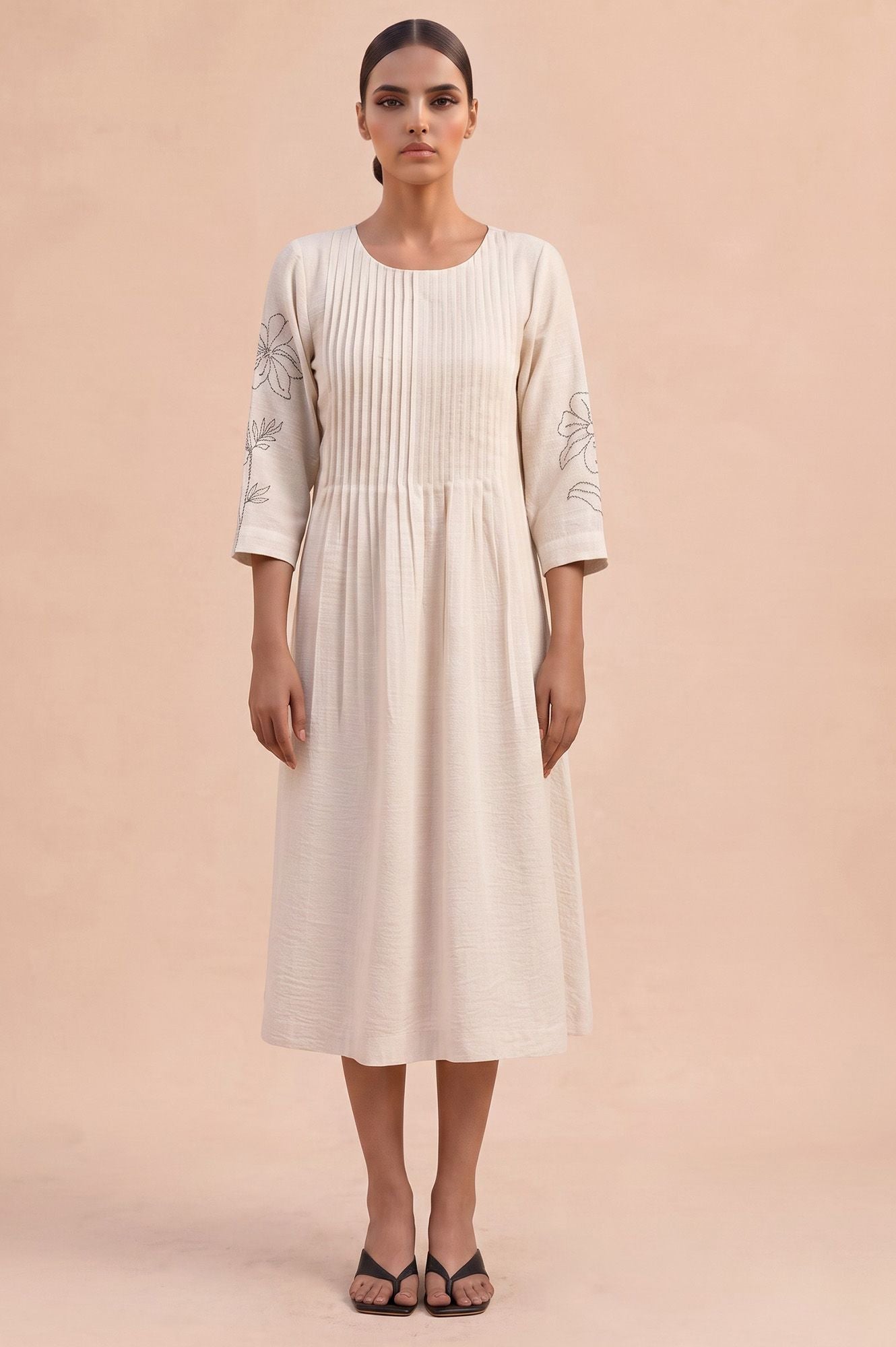 The Workday Rhythm Embroidered Flared Dress