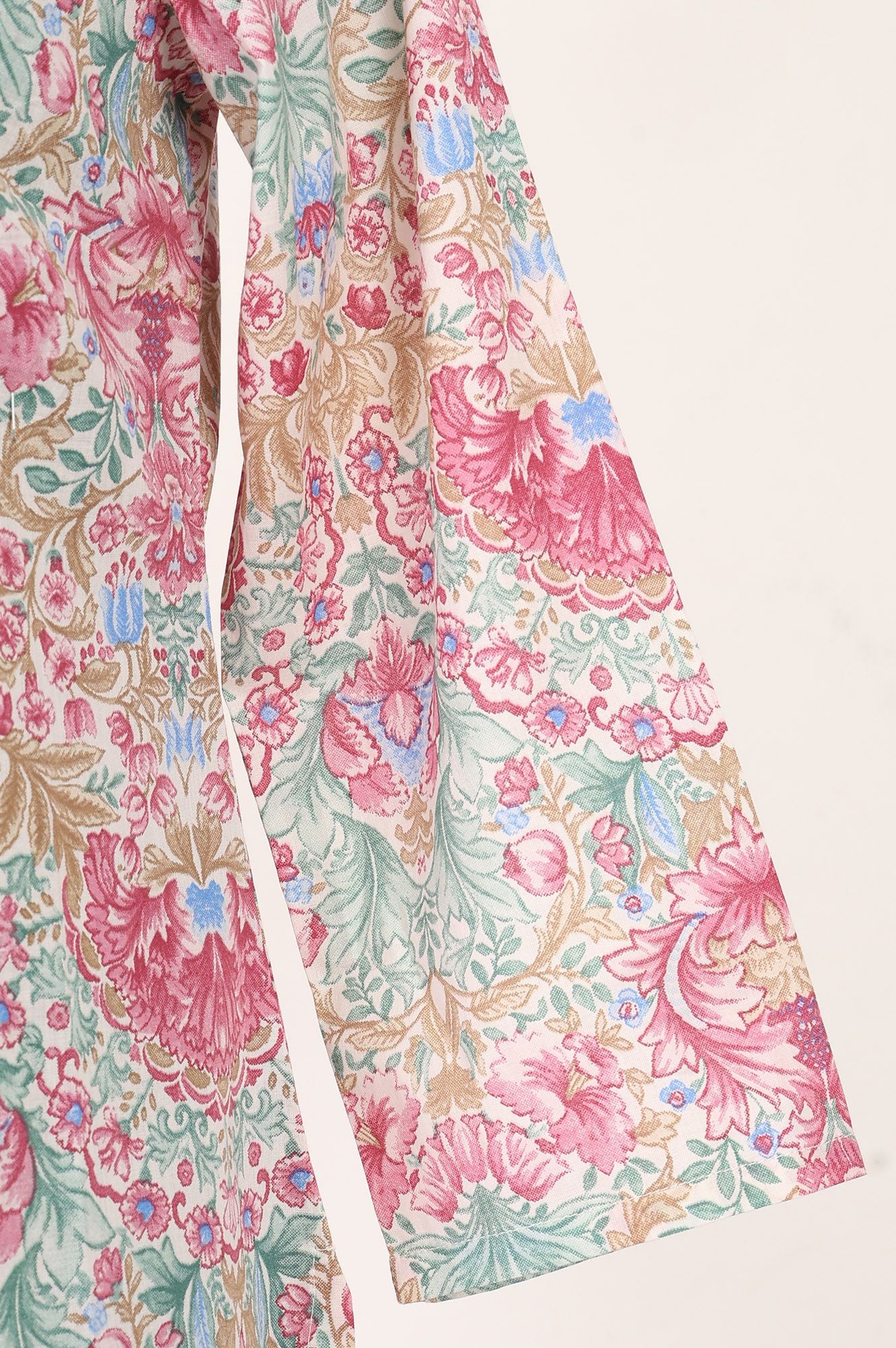 Off White Floral Printed Pure Cotton Straight Kurta