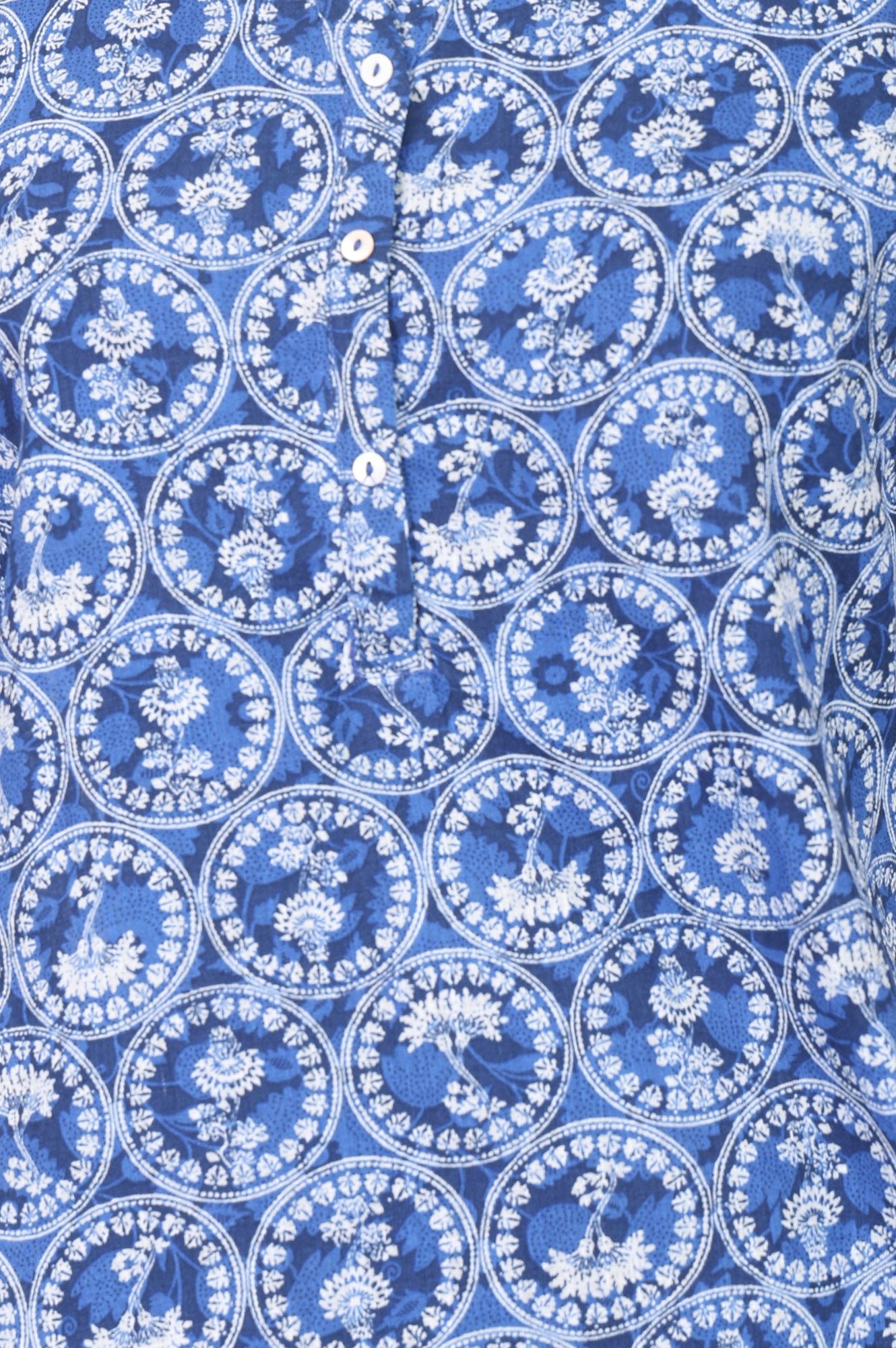 Blue Floral Printed Pure Cotton Straight Kurta
