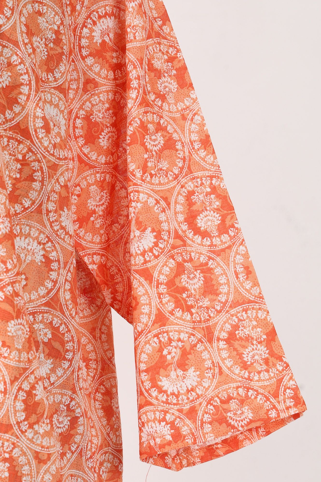 Peach Ethnic Motifs Pure Cotton Straight Kurta