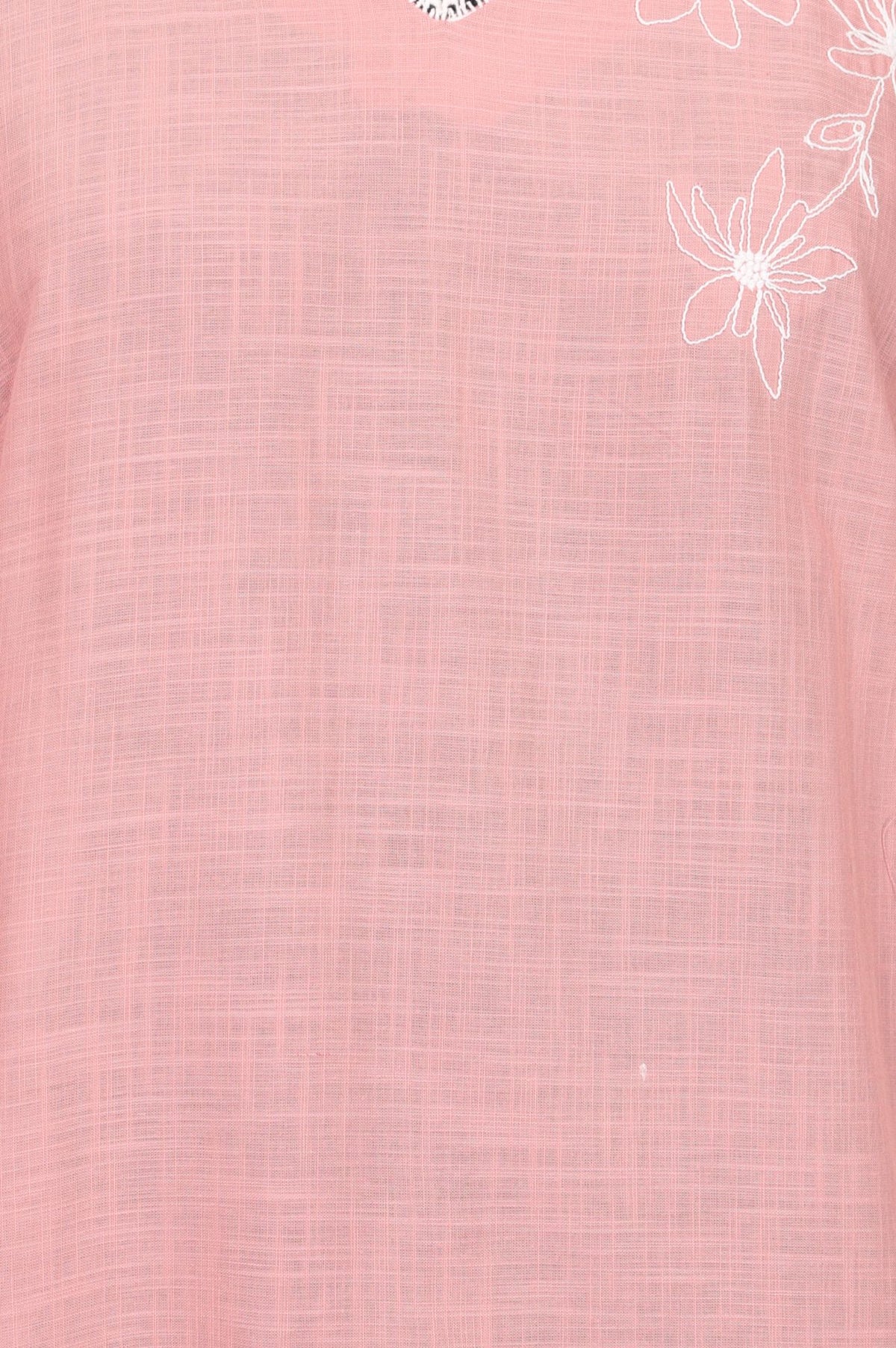 Pink Embroidered Pure Cotton Straight Kurta