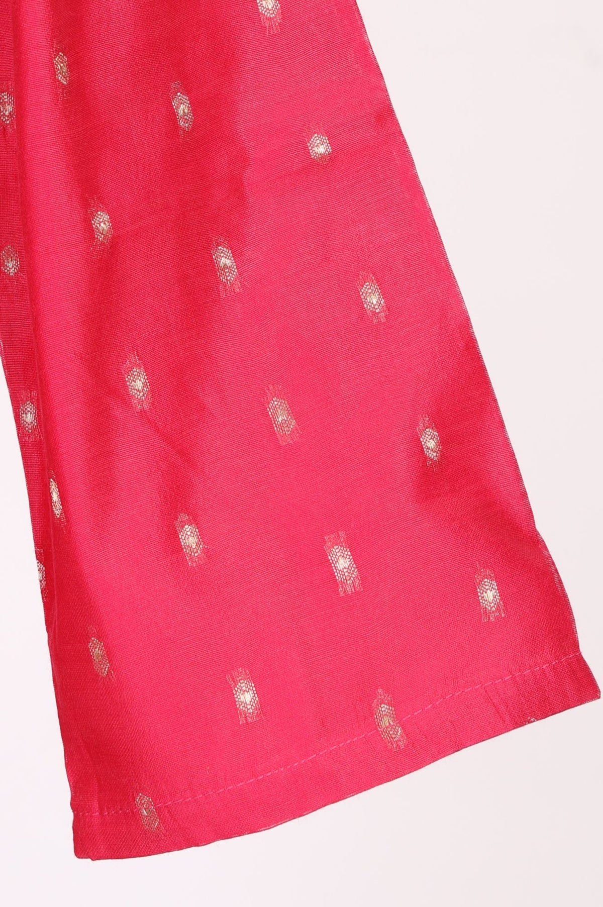 Pink Textured Zari Chanderi Straight Kurta