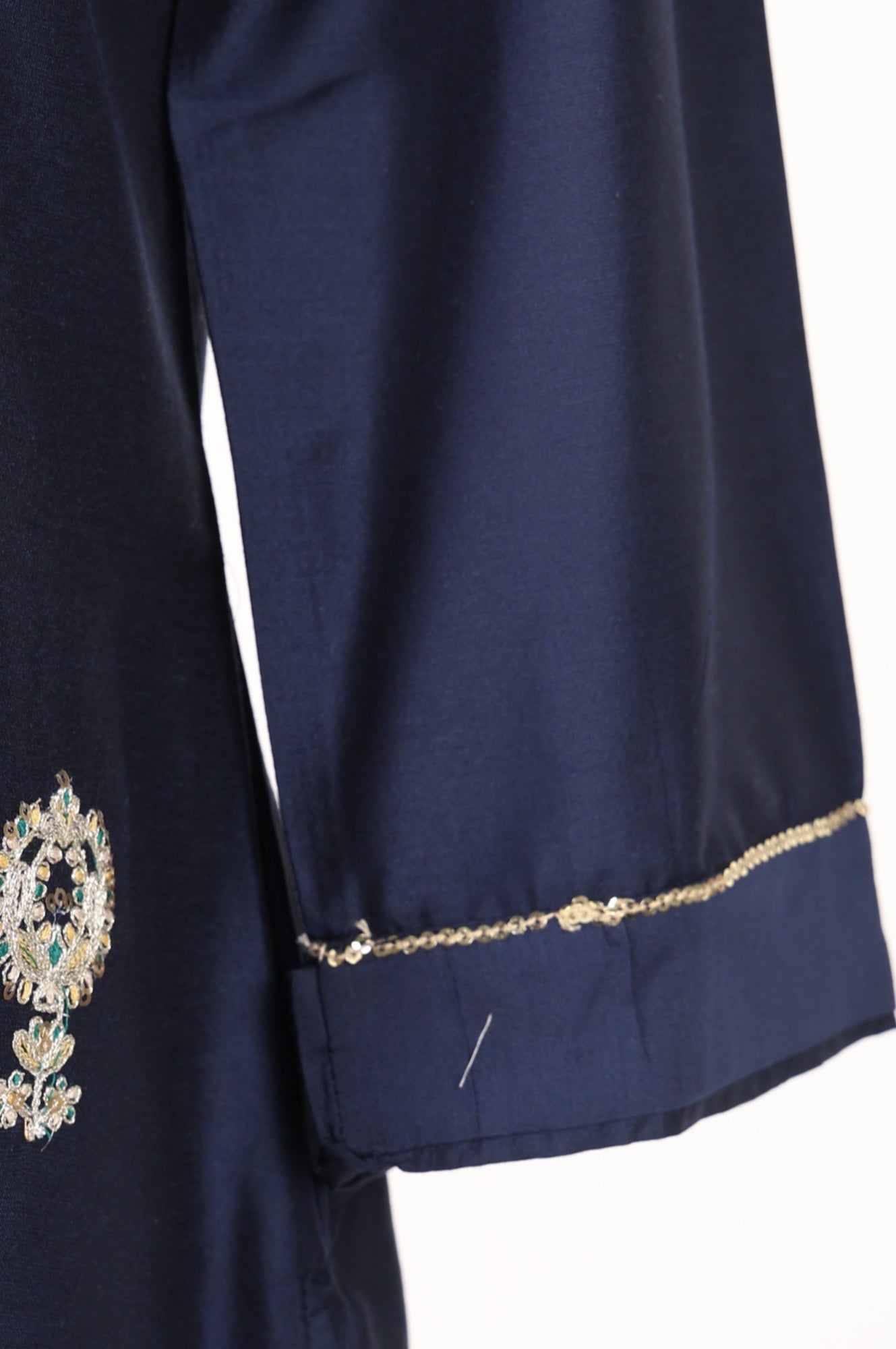 Navy Blue Metallic Embroidered Straight Kurta