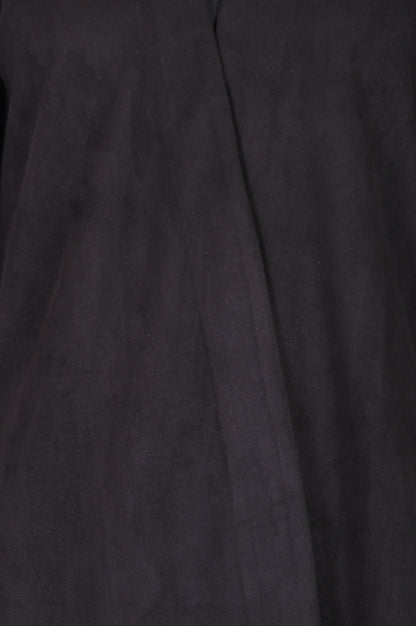 Black Embroidered Straight Long Coat