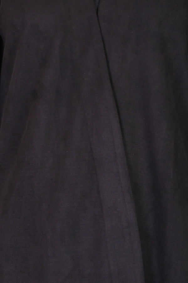 Black Embroidered Straight Long Coat
